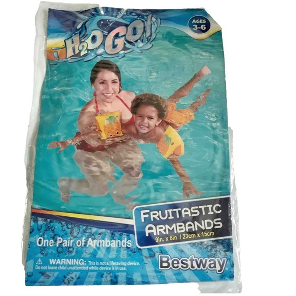 Bestway H20 GO Fruitastic Floating  Arm Bands Size 9” x 6” Pineapple Floaty - Picture 2 of 5